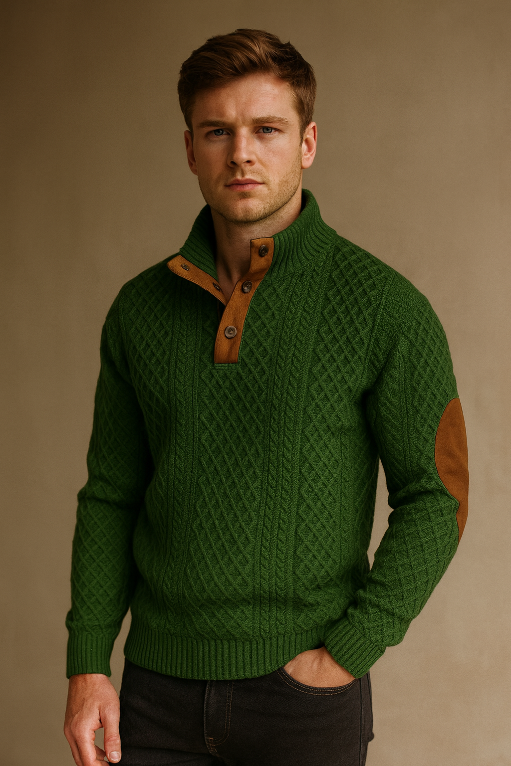 Effortless Men's Sweater With Jacquard Design 1