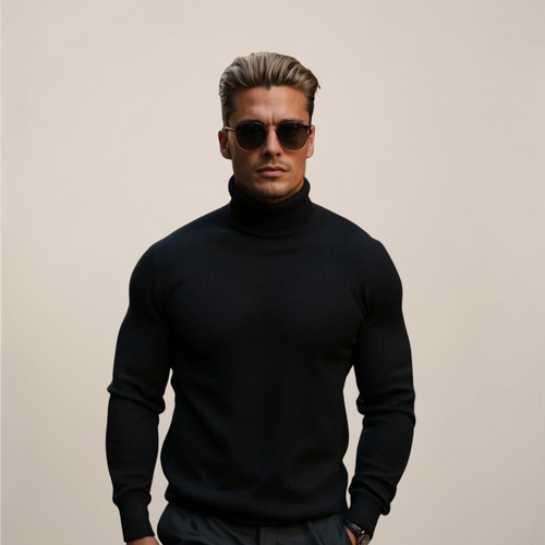 Effortless Men's Turtleneck Sweater Slim Fit 1