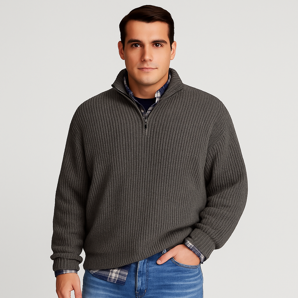 Effortless Mens Sweater With Half Zip Design 3