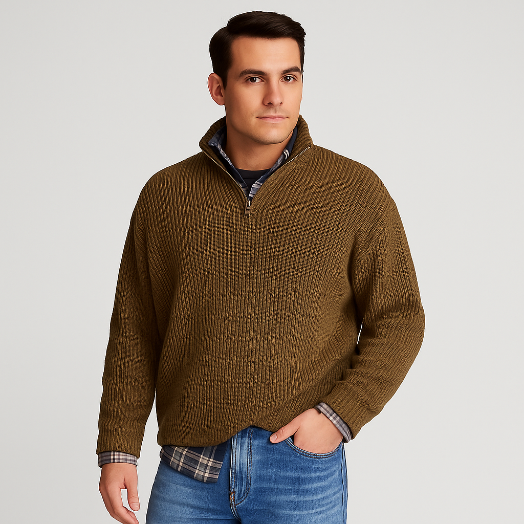Effortless Mens Sweater With Half Zip Design 5