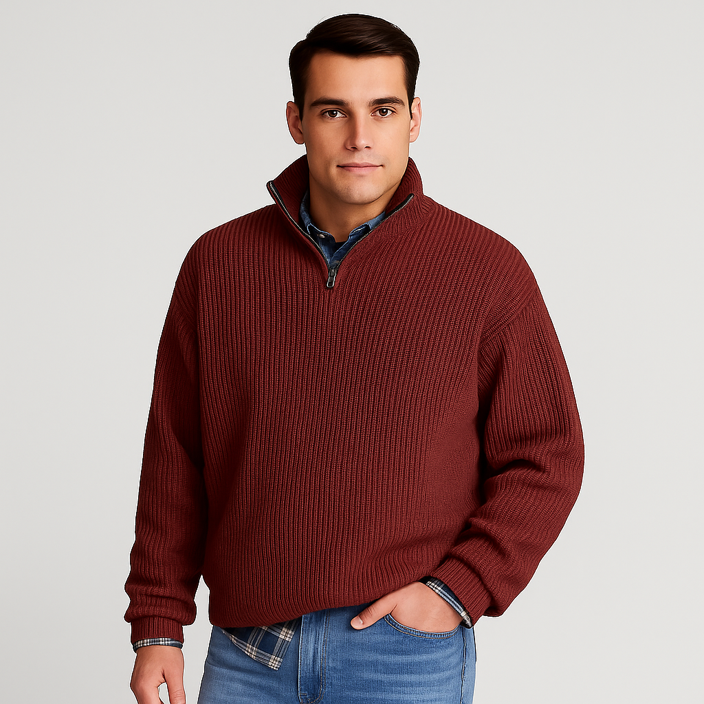 Effortless Mens Sweater With Half Zip Design 6