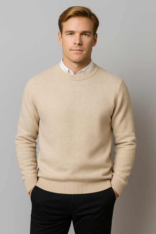 Relaxed Men's Sweater with Crew Neck Design 5